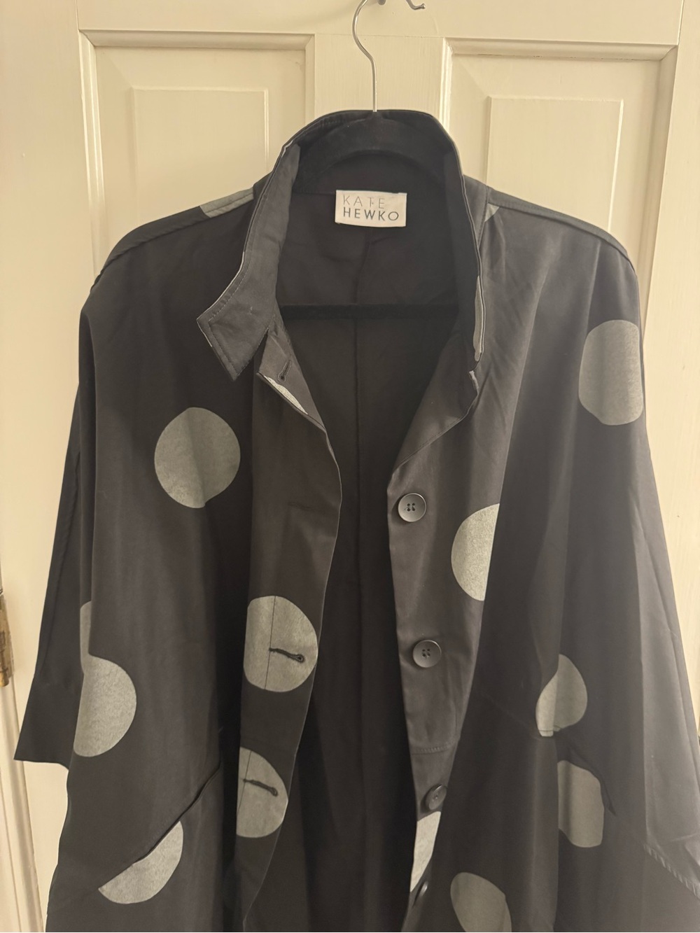 Kate Hewko Black Polka Dot Cocoon Coat - Picture 5 of 10